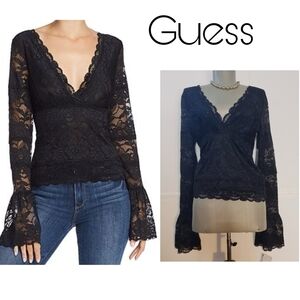 GUESS Jordan Bell-Sleeve Lace Top
Sz Med
